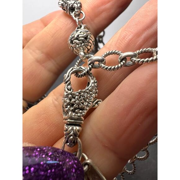 Sarda Turquoise Sterling silver Byzantine station necklace 16-25 inches - Picture 4 of 16